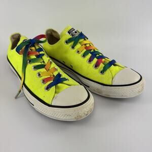 Converse Low Neon Yellow Pride Laces Unisex Men's 9 Women's 11